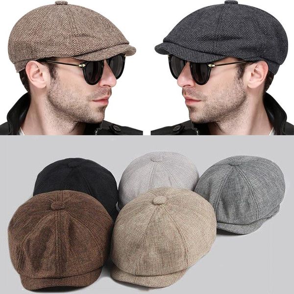 

berets fashion wool sboy caps mens herringbone flat women men british painters hats soft autumn winter casquette, Blue;gray