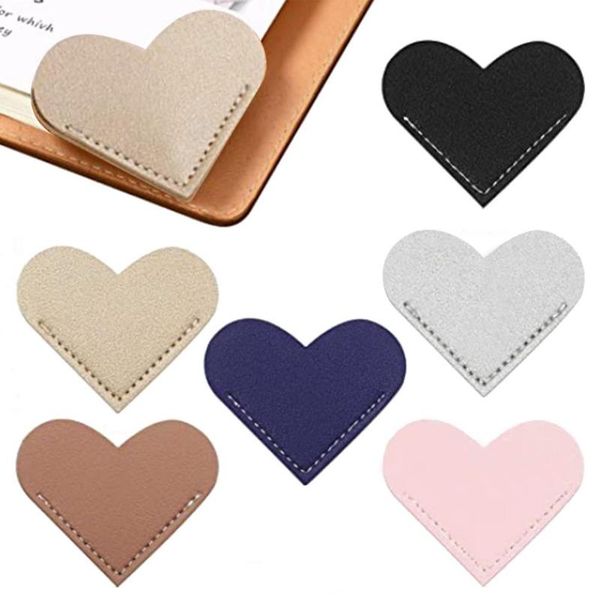

bookmark 6 pcs/set handmade forbookmark pu leather heart shaped page corner magazine book mark office school supplies