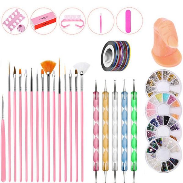 

nail art kits 40pcss tools kit brushes dotting pen striping tapes diy supplies manicure with glitter rhinestones