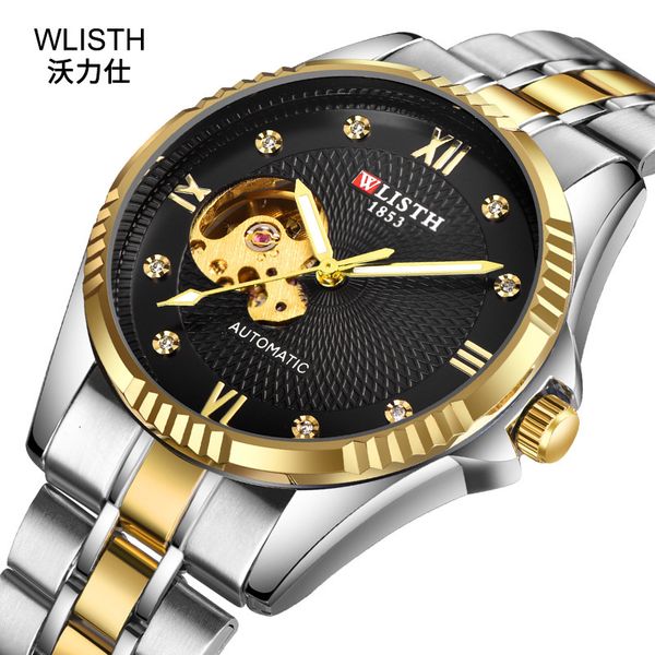 

mechanical watchwallace automatic men's trend luminous waterproof steel belt, Slivery;brown