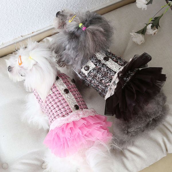 

ysgj 2020 new plaid small fragrance skirt cat skirt dog clothing pet autumn and winter clothing