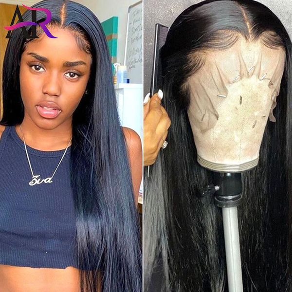 

lace wigs brazilian middle part front wig 26 inch straight 13x6x1 remy human hair for women, Black;brown