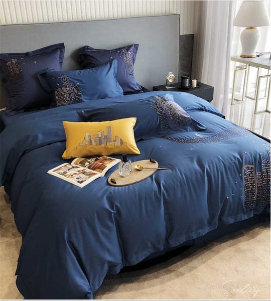 

bedding sets city business elite high-end original eygpt cotton embroidery set duvit cover sheet pillowcase king  4/6/7 pcs