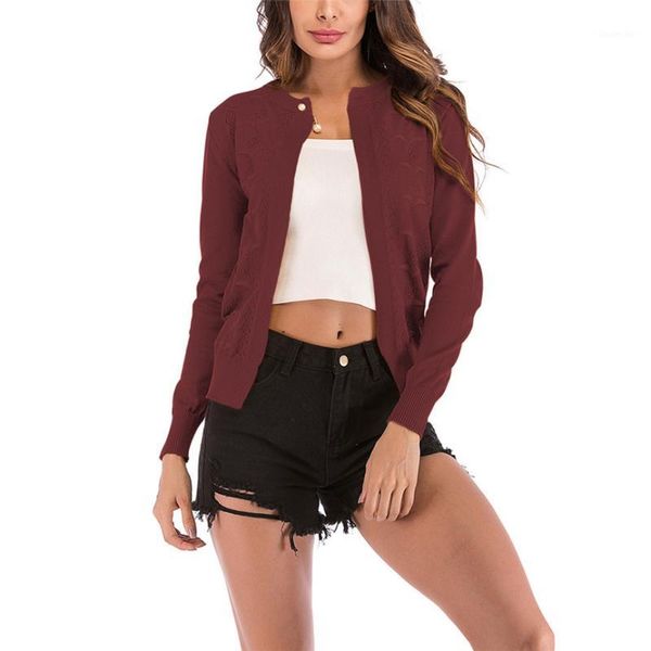 

women jackets and coats size plus women openwork solid knit cardigan round neckline pearl button short coat outwear1, Black;brown