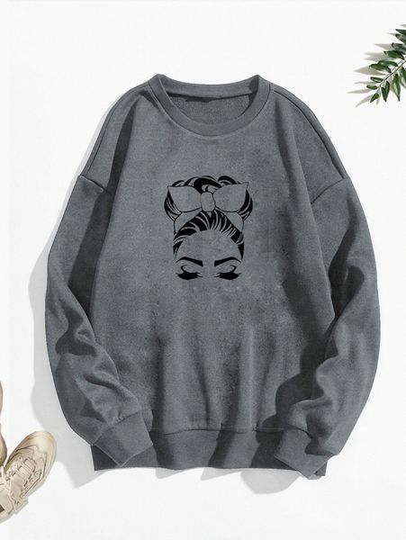 

plus figure graphic pullover g6cc#, Black