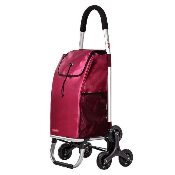 

storage baskets aluminum alloy foldable shopping cart six wheels climbing trolly with waterproof bag trolley