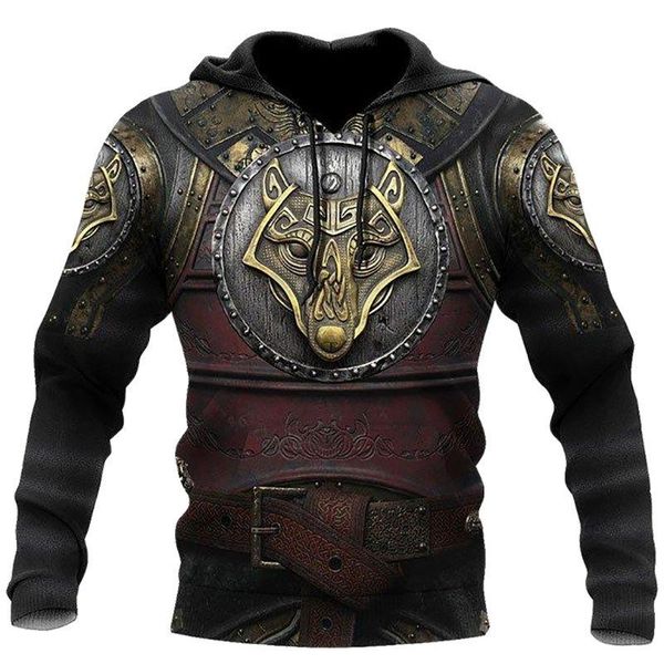 

men's hoodies & sweatshirts fashion spring and autumn hoodie viking odin tattoo pattern street harajuku all-match loose oversize hooded, Black