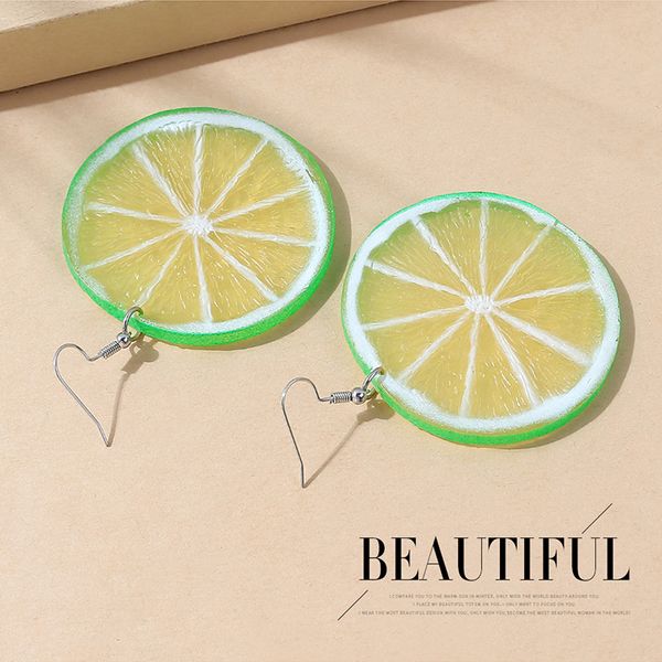 

5 pairs / lot new design charm korean version of creative small fresh wild lemon resin earrings 145857 for women girl nice earring, Golden