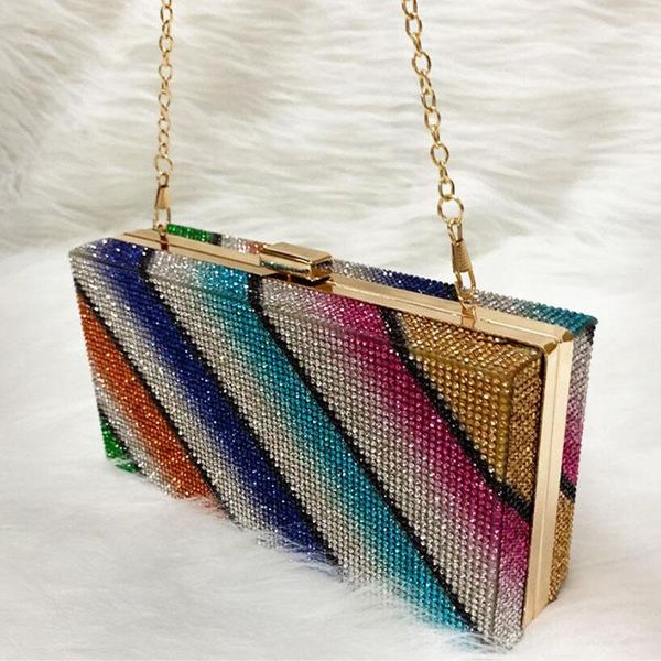 

evening bags rainbow diamond wedding clutch purse elegant party bag small handbag for women luxury designer cross body