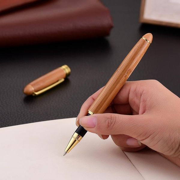

ballpoint pens bamboo wood business office sign pen school student writing rollerball stationery supplies 03746, Blue;orange