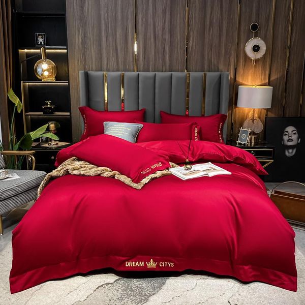 

bedding sets 2021 silk luxury home soft soild color king size set summer