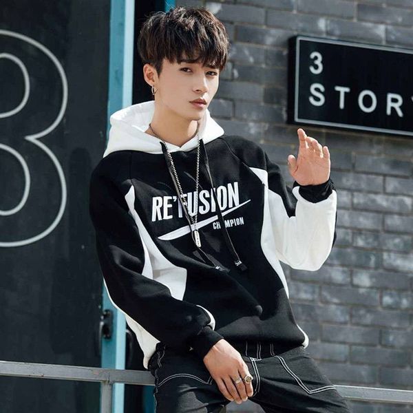 

2021 new engraado hip hop hoodie japo casual moletons streetwear outono high street carta moletom de impresso moda masculina com capuz h3zy, Black