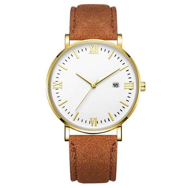 

rose gold mens quartz watches fashion watch color7, Slivery;brown
