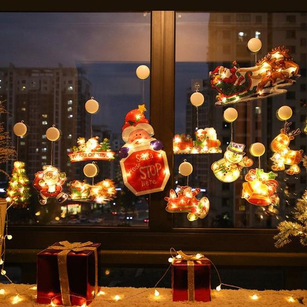 

party decoration santa claus led suction cup window hanging lights christmas decorative atmosphere scene decor festive