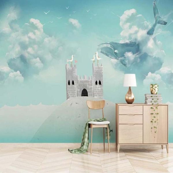 

wallpapers 3d whale white cloud wallpaper with blue background mural wall murals decals for living room printed po custom