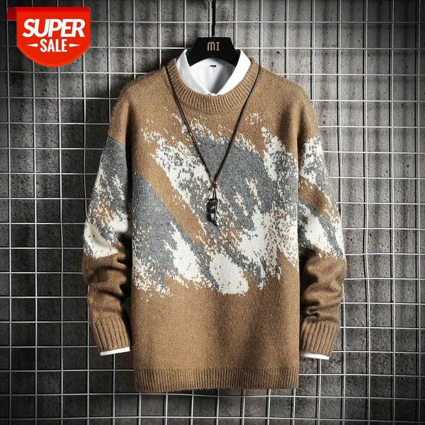 

men's black print sweaters spring autumn winter clothes 2021 pull oversize -4xl 5xl korea style casual standard pullovers #mw93, White;black