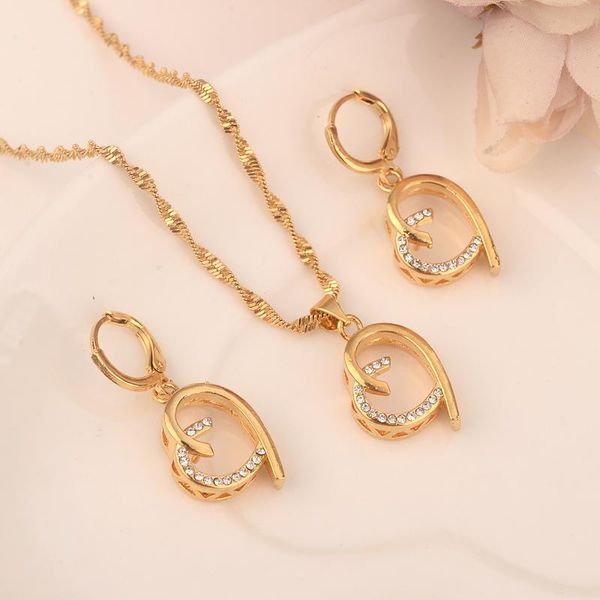 

earrings & necklace gold earring set women party gift crystal love heartjewelry sets daily wear mother diy charms girls jewelry, Silver