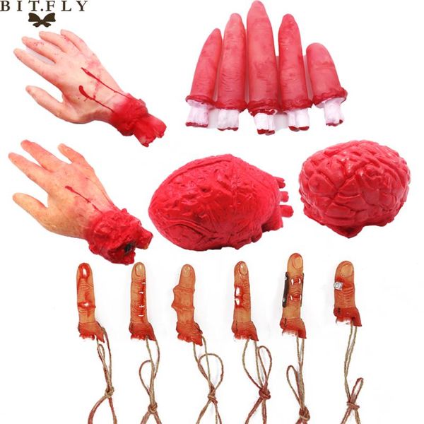

party decoration halloween props scary bloody broken finger limbs hand heart brain accessory for haunted house trick or treat