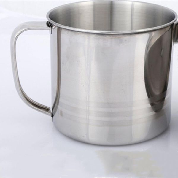 

mugs stainless steel camping mug cup outdoor drinking coffee tea handle non magnetic 8-inch thickened cover teacup