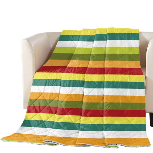 

comforters & sets geometric rainbow stripes summer quilt polyester air-conditioning comforter soft blanket bedspread bed cover