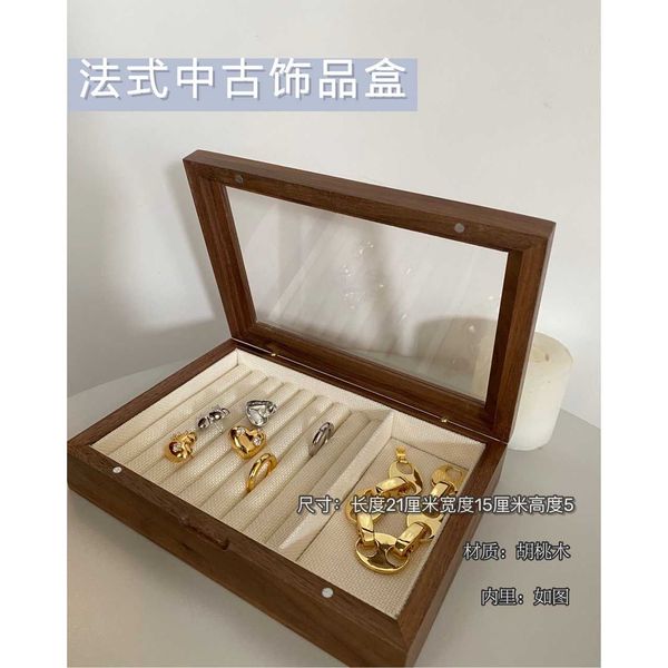 

french medieval wooden jewelry storage box jewelry ring necklace, Silver