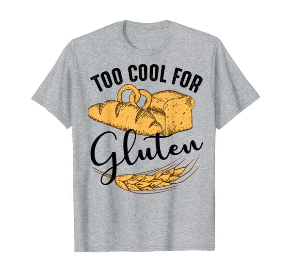 

too cool for gluten | funny glutelin intolerant gastro gift t-shirt, White;black