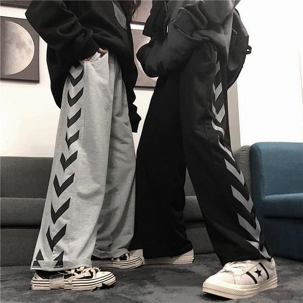 

women's pants & capris casual hipster fashion brand straight woman korean style loose sweatpants ulzzang print autumn winter unisex, Black;white