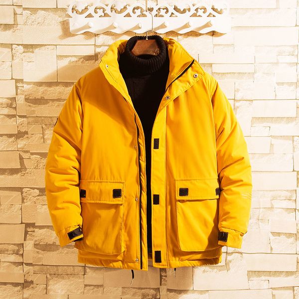 

2021 new brand clothing casual warm black yellow hooded winter jackets men's parkas windbreakers coats 05zj