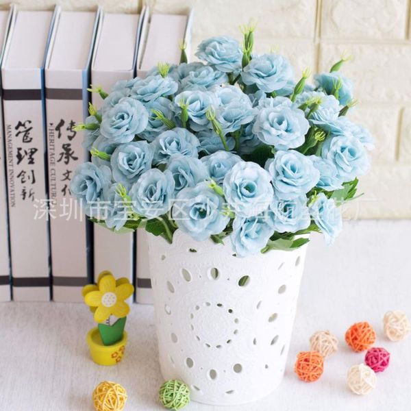

10 head green rose imitation flowers artificial flower silk flower artificial rose bud