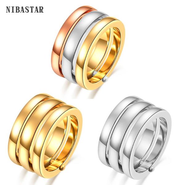 

wedding rings classic 3 finger ring for women fashion stainless steel pieces/set engagement lady jewelry wholesale, Slivery;golden