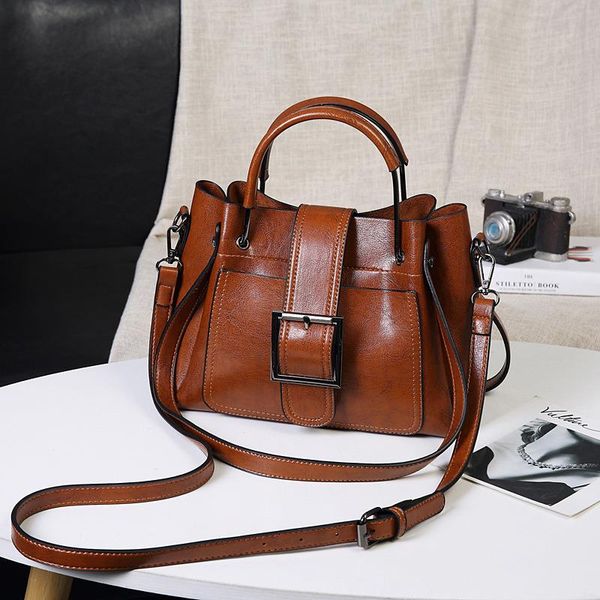 

2021 european oil and women's retro manufacturer new cross-bag leather american oblique wax one-shoulder handbag fashion direct sales k
