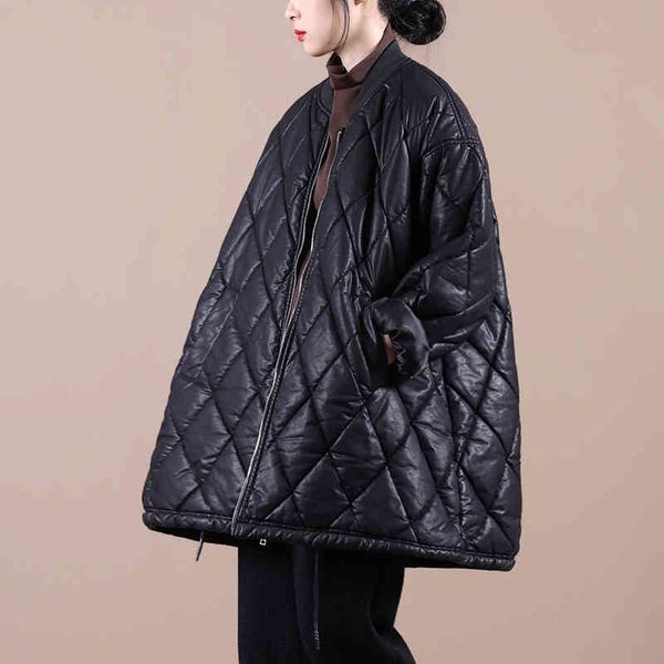 

women's down & parkas female korean winter plus size literary jacket and long-thicking drawstring art released leather-jacket plutonium, Black