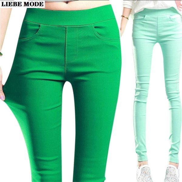 Candy Color Damen Stretch Bleistifthose für Frauen Elastische Hohe Taille Skinny Leggins Femme Grün Rosa Weiß Grau Lila Leggings 210915