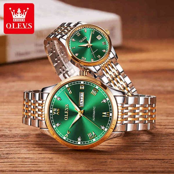 

brand watches olevs luxury model automatic mechanical reloj mujer rvs waterproof women's clock, Slivery;brown