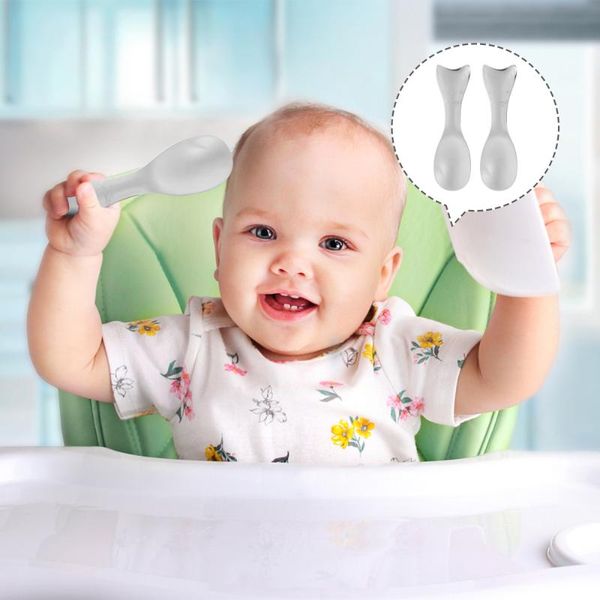 

spoons 2pcs 304 stainles steel children tableware cartoon spoon kitten pattern for home (silver)