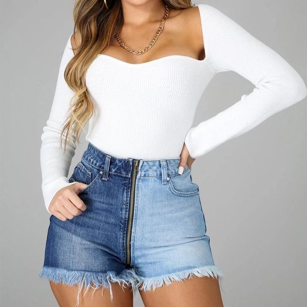 

women blue zipper denim jean shorts women summer slim jeans for skinny high waist super stretchy jeans