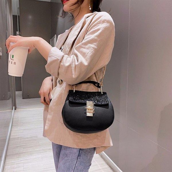 

evening bags fashion female pu handbag shoulder women designer annular metal ring ladies crossbody bag