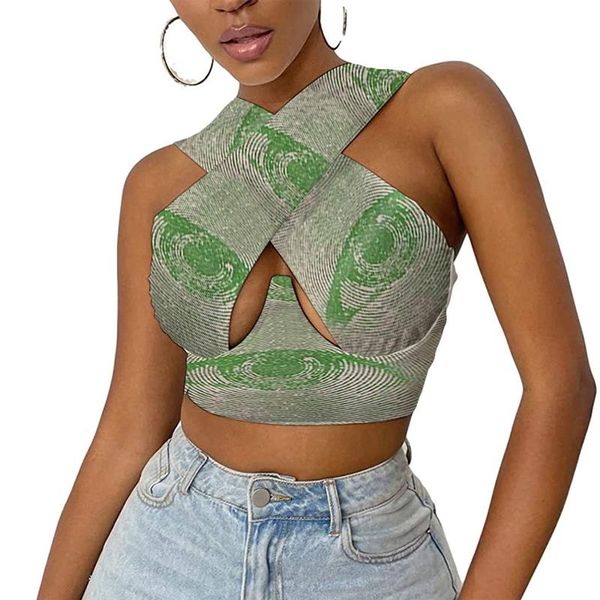 

women's tanks & camis party streetwear summer lady bustier clubwear fashion cross tank sleeveless cut out front, White