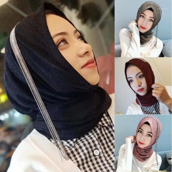 

ethnic clothing fashion woman shiny islamic wrap hijab muslim tassel headscarf ramadan arab shawl party africa female scarf elegant, Red