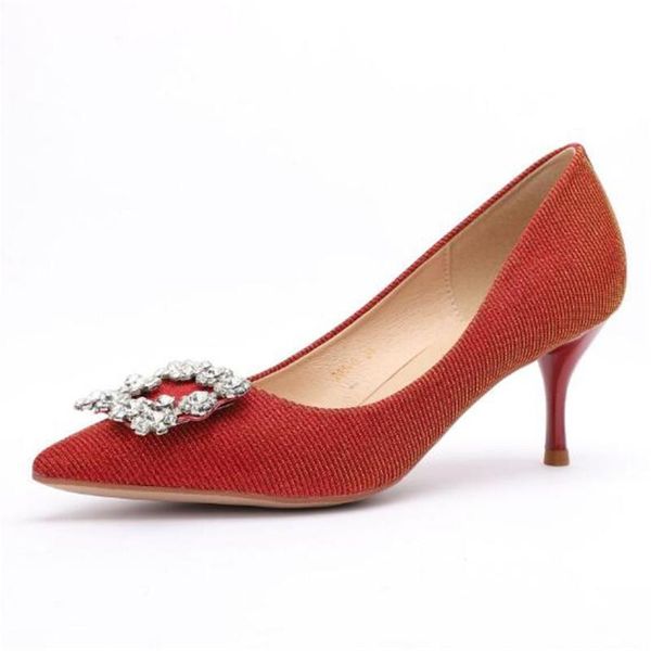 

dress shoes pumps wedding women fetish none-woven slip on 3.5cm 5cm thin high heels pointed toe shallow rhinestones, Black