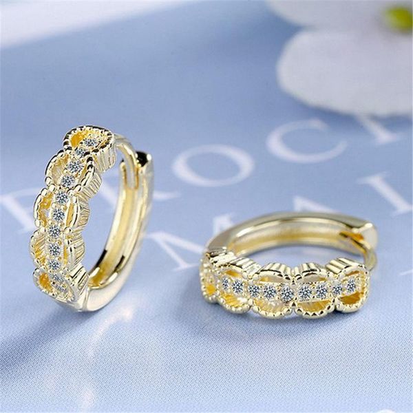 

hoop & huggie 925 silver small earrings for women korean vintage large jewelry gift zircon party accessories, Golden;silver