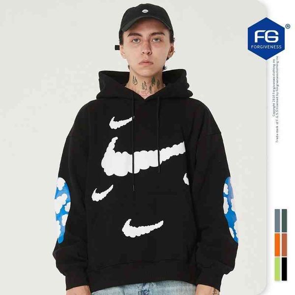 

fg menswear | 2020 autumn and winter new fashion brand spoof cartoon printing loose pullover men's sweater, Black
