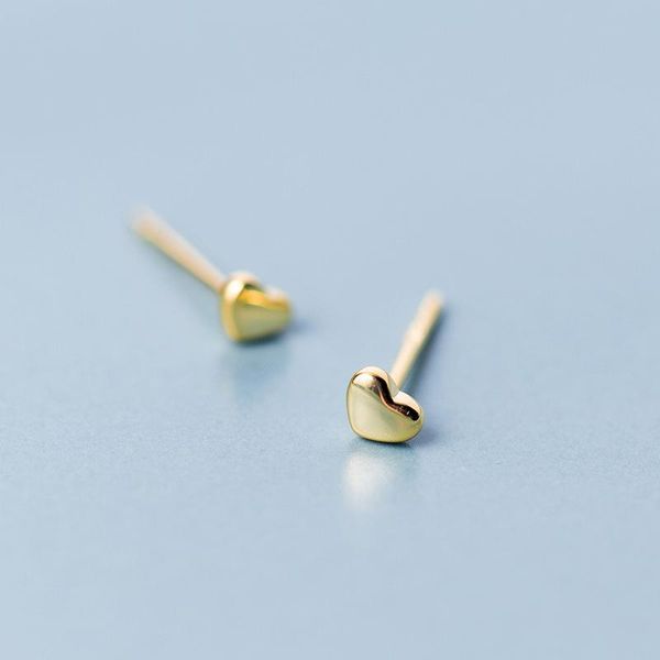

stud mloveacc real 100% 925 sterling silver gold color petite hearts earrings for women female authentic original jewelry, Golden;silver