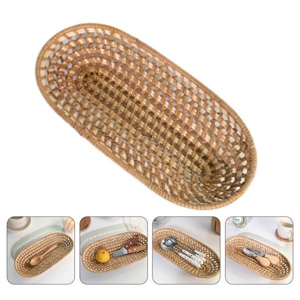 

storage baskets 1pc woven basket household container for tableware (yellow)