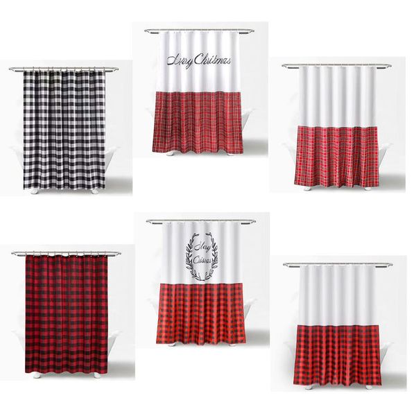 

shower curtains waterproof simple plaids christmas bathroom curtain super gifts for parents xmas decorations