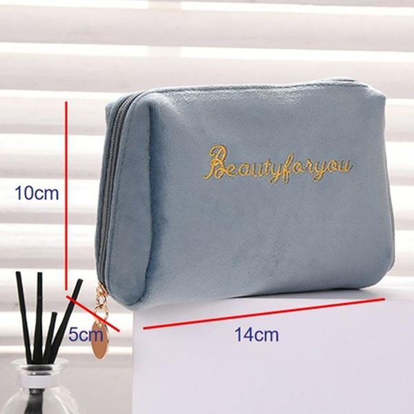 

storage bags travel large women make up bag zipper velvet cosmetic for makeup solid color female pouch beauty case necessaries