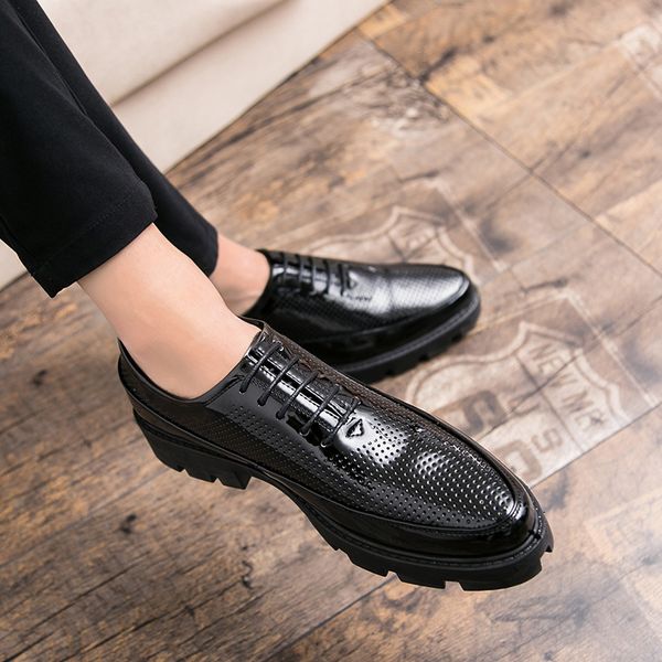 

dress shoes men's shoes of solid colour plutonium filled hollow point rentals deep breathable antidepressant comfortable versatile lace, Black