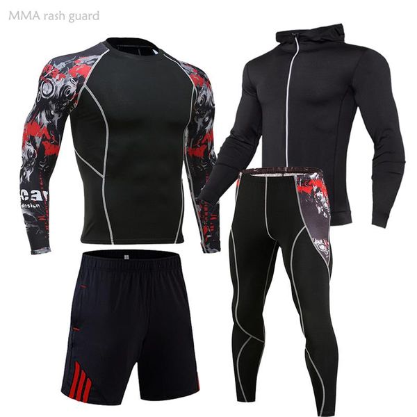 

men's thermal underwear winter underwearjogging suits men tracksuit compression sportswear rashgarda mma long sleeves shirt tights spor, Black;white