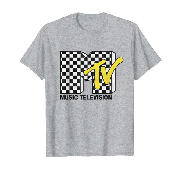 

checkered mtv logo checkerboard print t-shirt, White;black