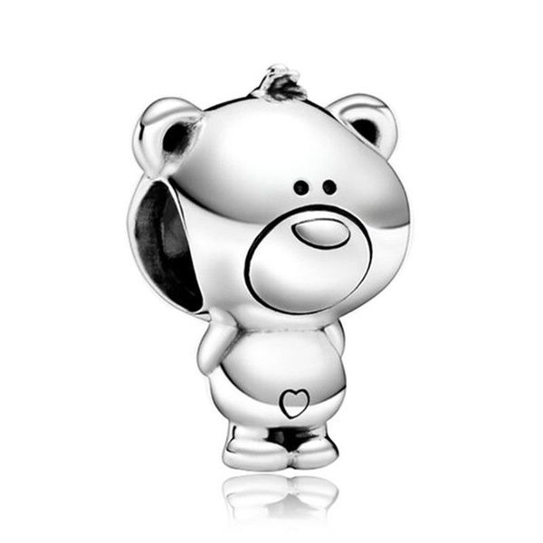 

1pcs cute silver bear pendant diy beads adapting to original pandora charm bracelet ladies jewelry making gifts